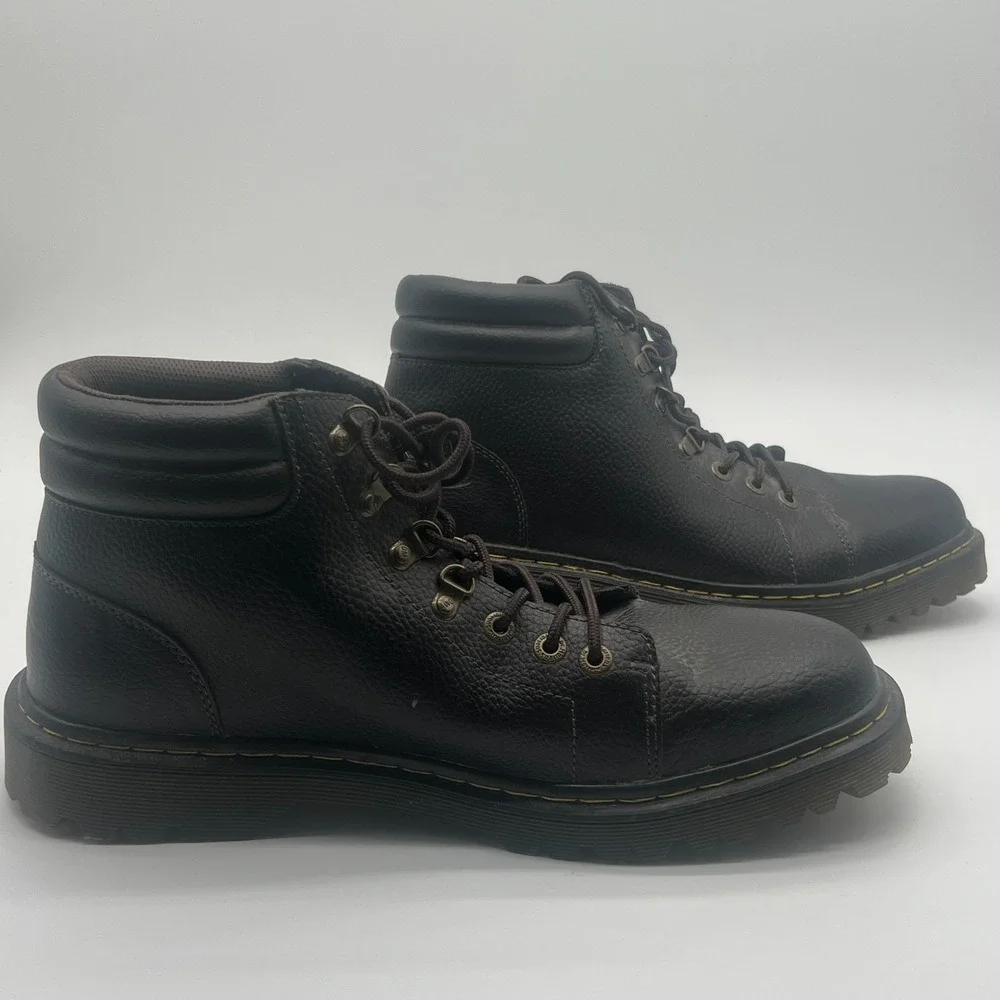 Dr. Martens Kelvins Mid Top Black Leather Boots Men's Size 13 UK 12 EU 47